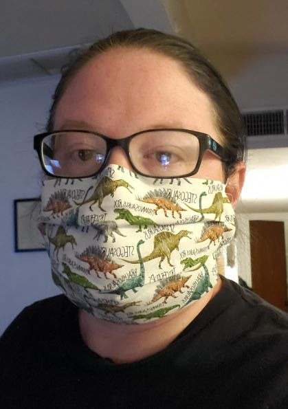 Beth Davidson with a mask