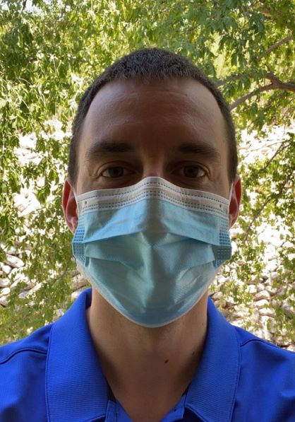 Mr. Hinrichsen with a mask